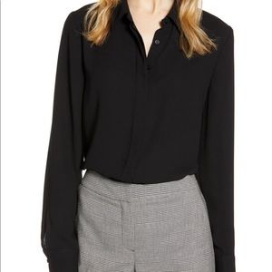 NWT Nordstrom Halogen Black Long Sleeve Blouse😍